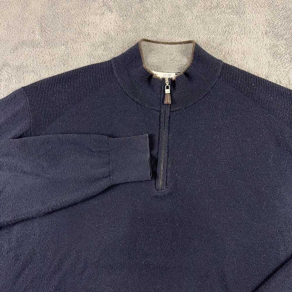 Peter Millar 1/4 Zip Sweater Men's XXL Blue Navy Merino‎ Wool Blend Pullover